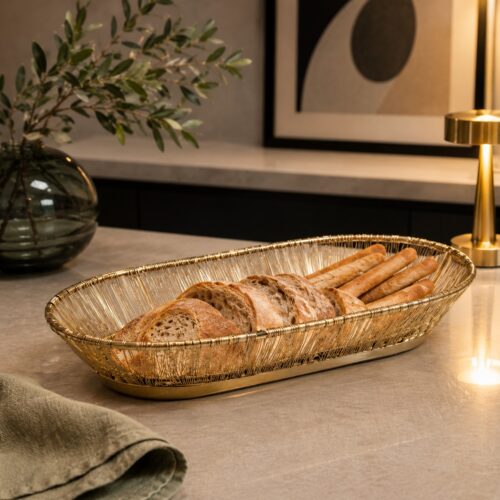 cestino pane metallo dorato moderno