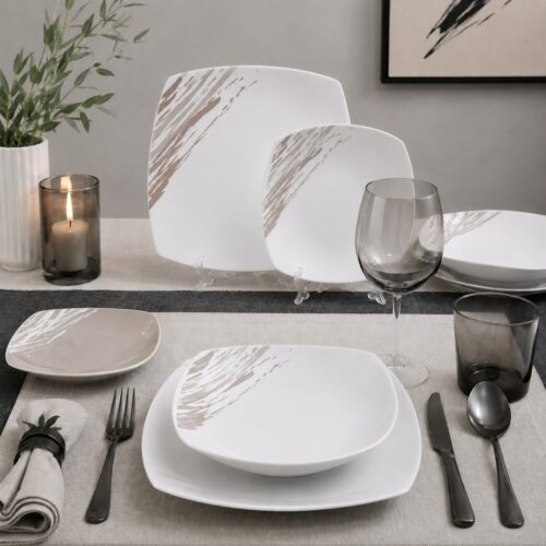 Servizio Piatti Moderno Sherwood Tortora Set Pezzi