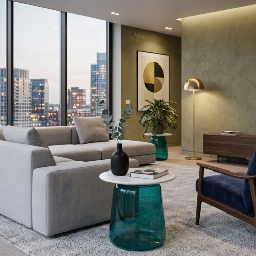 tavolino design vetro smeraldo marmo bianco fade golinohome