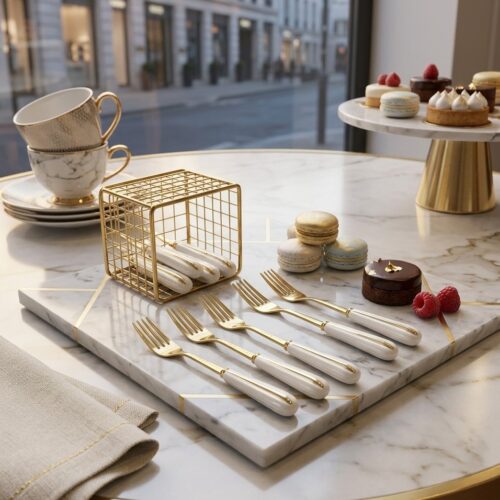 set forchettine dolce gold bianco madrhelen