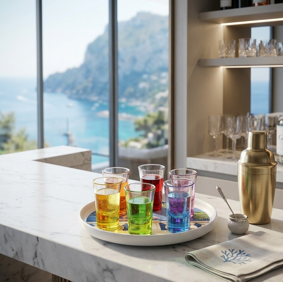 set vassoio bicchieri capri madrhelen multicolor