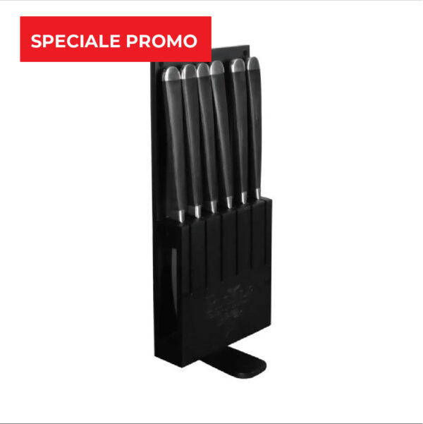 Pintinox - Ceppo Coltelli bistecca 6 pz. - lama liscia + OMAGGIO poggia posate
