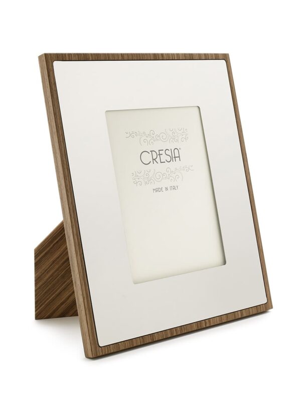 Cresia - Cornice portafoto in legno e pelle bianca 18x24