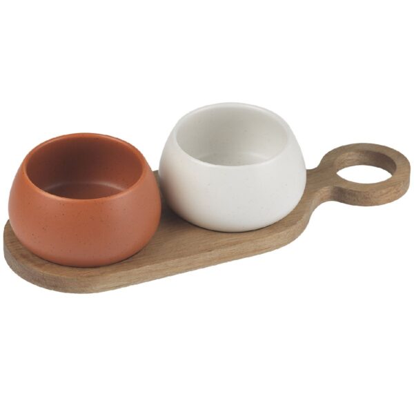 Evviva - Set 2 Ciotole con vassoio in legno 10X27 cm