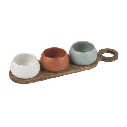 Evviva - Set Aperitivo 3 ciotole con vassoio in legno 10X38 cm - immagine 2