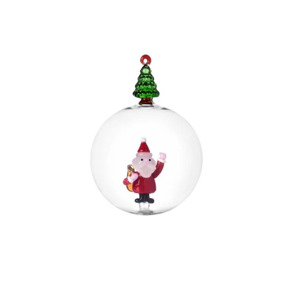 Ichendorf - sfera decorativa Christmas Tales Babbo Natale con Albero
