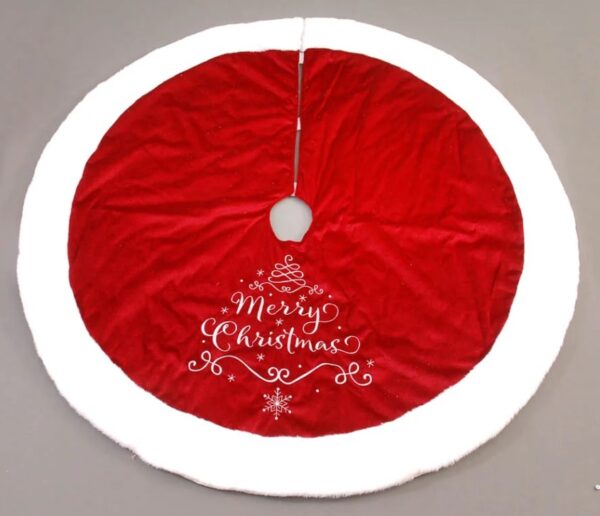 Vetur VB - Gonna per Albero di Natale in Velluto Rosso con Bordo Bianco