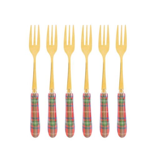 Le Stelle - Set 6 Pezzi Forchettine Natalizie Decorazione Tartan