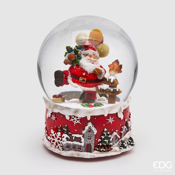 EDG - Carillon Palla di neve Babbo Natale con uccelli