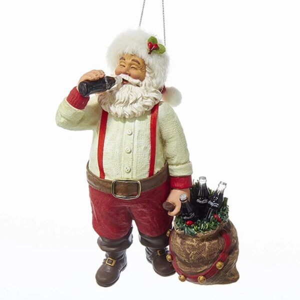 Kurt Adler - Babbo Natale che beve Coca-Cola con sacco e bottiglie