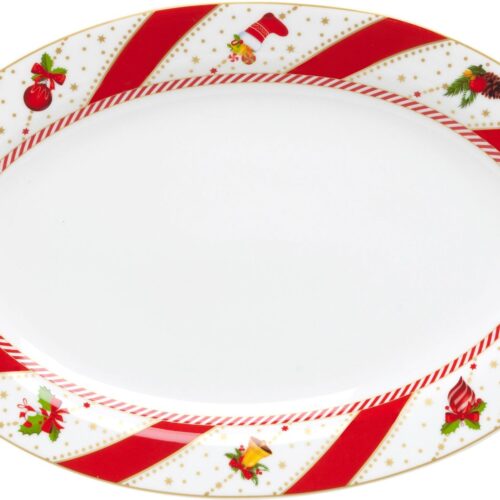 Evviva - Candy Canes Piatto ovale in new bone china