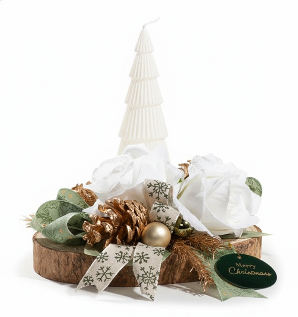 Cherry and Peach - Centrotavola con Base Legno