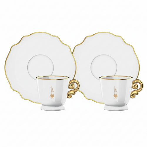 Bialetti - Set 2 Tazze da Cappuccio con Piattini Pure Gold