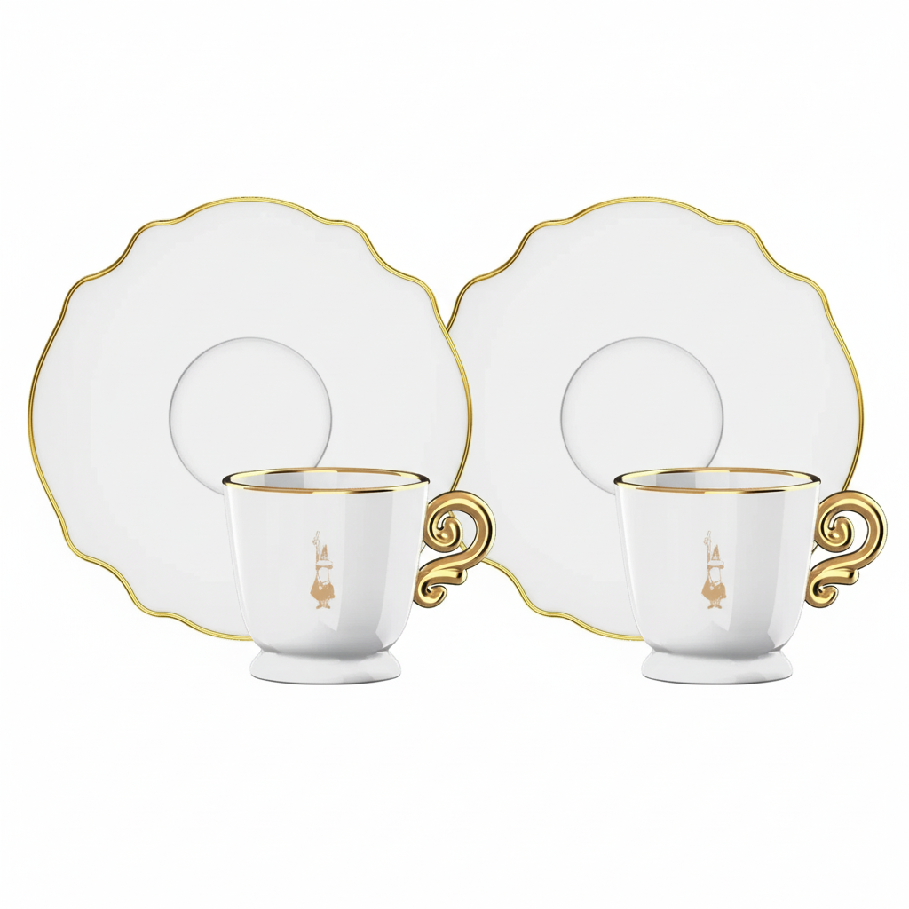Bialetti - Set 2 Tazze da Cappuccio con Piattini Pure Gold