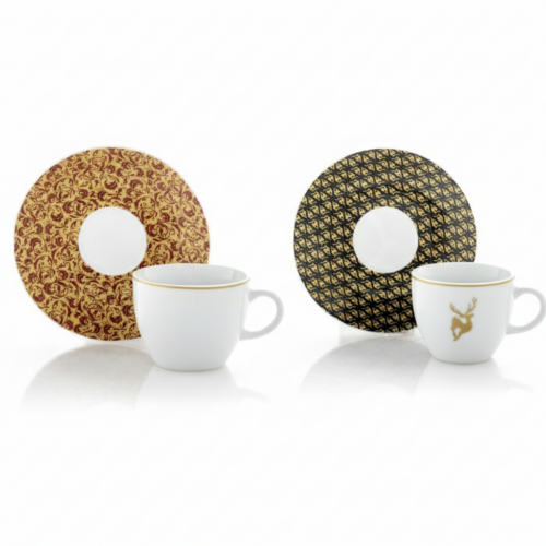 Evviva - Ortisei Set 2 tazze caffè con piattino in porcellana 90 ml