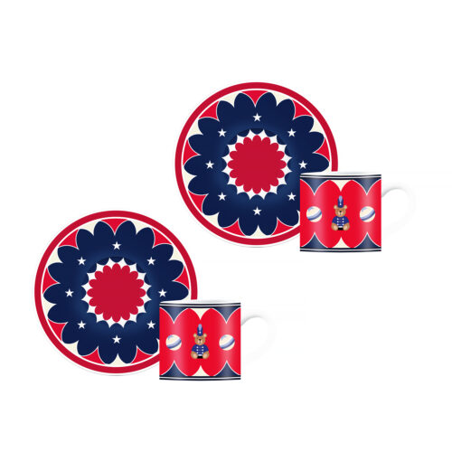 Bialetti - Set di 2 tazzine da caffè espresso e piattini Joyful Christmas