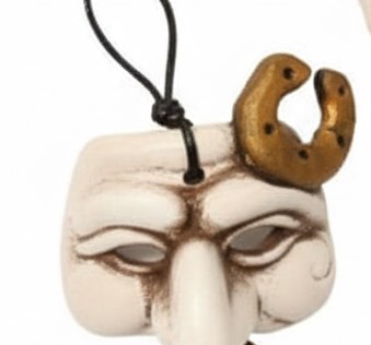 Marruzzella Ceramiche Artistiche - Maschera Antichizzata Bianca Ferro di Cavallo