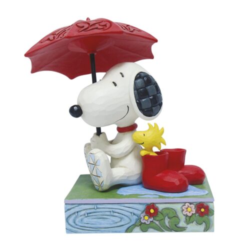 Jim Shore - Snoopy e Woodstock sotto un ombrello