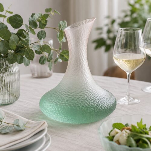 Decanter Bubble Madrhelen Vetro Satinato Sfumato Verde