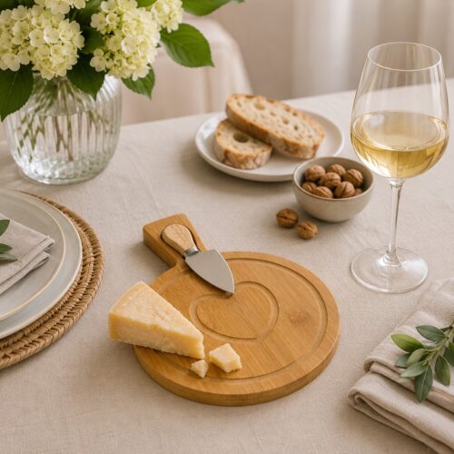 Set Tagliere Legno con Cuore Le Stelle Coltello Formaggio Incluso