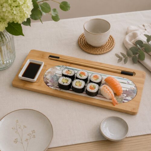 Set Sushi Butterfly Cherry and Peach Tagliere Bambù e Ceramica