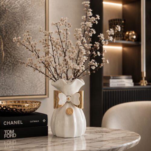 vaso fiocco buba design bianco oro