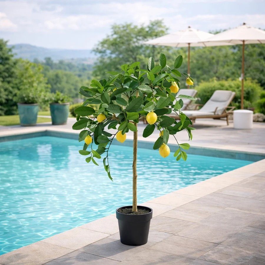 immagine edg enzo de gasperi edg enzo de gasperi limone anti uv x con vaso pianta artificiale h cm verde giallo ean