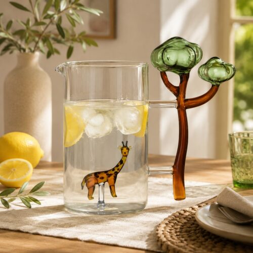 Ichendorf Milano Brocca Savana Giraffa Ichendorf Vetro Borosilicato Bomboniera Matrimonio Safari Idee Regalo Design Arredo Tavola Artistico Bomboniera Battesimo Jungle Design Alessandra Baldereschi