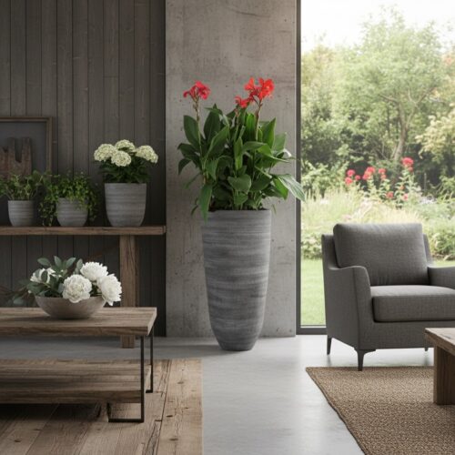 Petite Fantasie - Vaso in Ceramica Grigio Scuro h.70cm