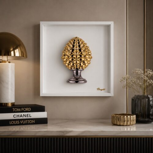 Quadro Pigna Oro con Cornice Bianca x cm Bongelli