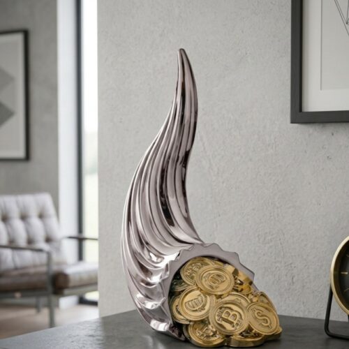 scultura cornucopia portafortuna argento brunito monete oro bongelli preziosi scaramanzia napoletana
