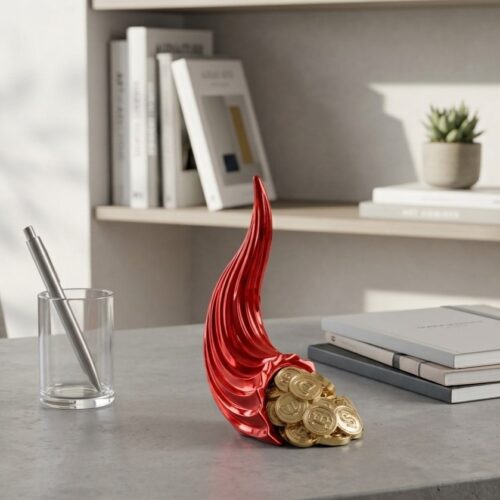 scultura cornucopia portafortuna rosso monete oro bongelli preziosi scaramanzia napoletana