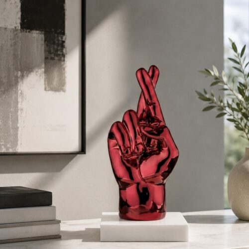 scultura mani dita incrociate rosso bongelli preziosi scaramanzia napoletana