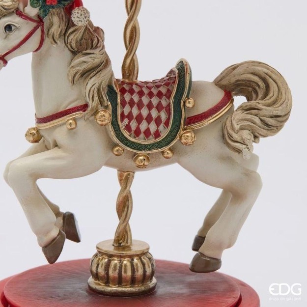 carillon cavallo su giostra bianco e rosso ()