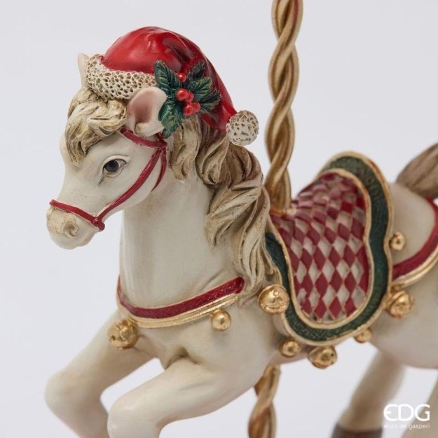 carillon cavallo su giostra bianco e rosso ()